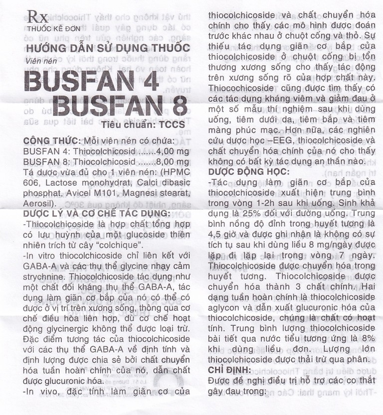 Thuốc Busfan 8 SPM điều trị hỗ trợ các cơn co thắt gây đau trong thoái hóa đốt sống (3 vỉ x 10 viên)