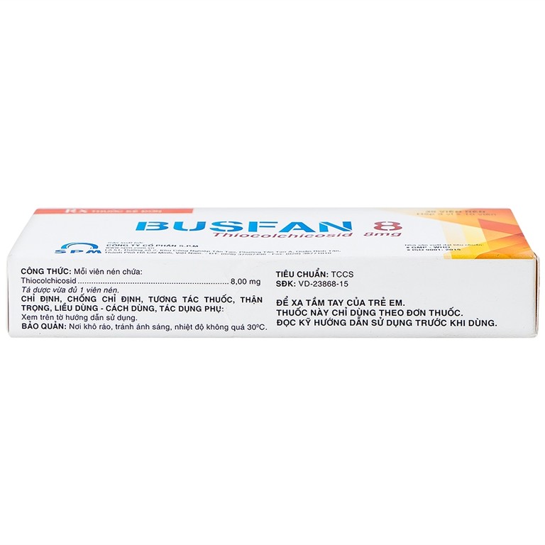 Thuốc Busfan 8 SPM điều trị hỗ trợ các cơn co thắt gây đau trong thoái hóa đốt sống (3 vỉ x 10 viên)