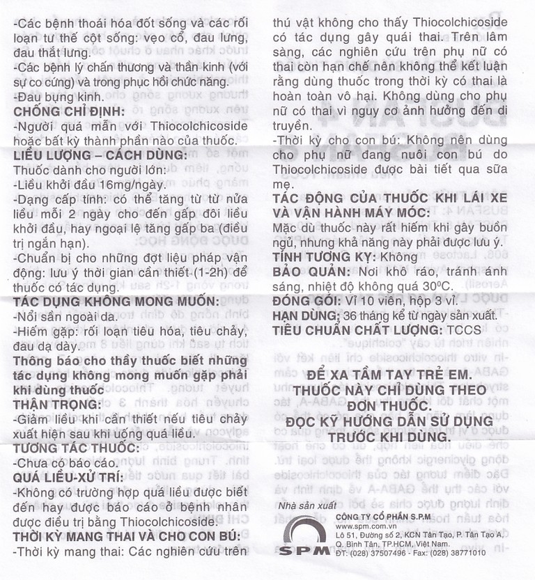 Thuốc Busfan 8 SPM điều trị hỗ trợ các cơn co thắt gây đau trong thoái hóa đốt sống (3 vỉ x 10 viên)