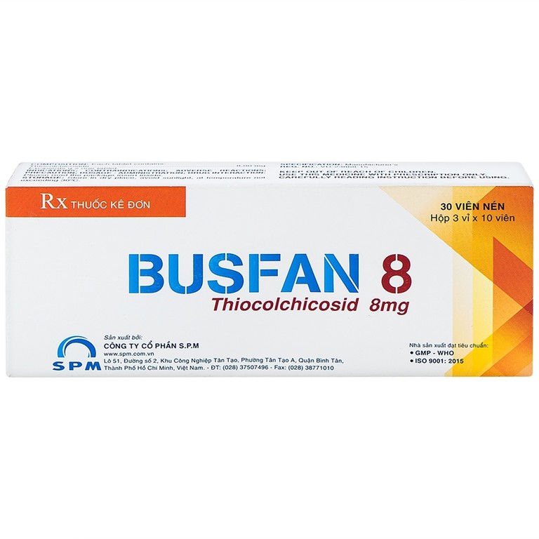 Thuốc Busfan 8 SPM điều trị hỗ trợ các cơn co thắt gây đau trong thoái hóa đốt sống (3 vỉ x 10 viên)