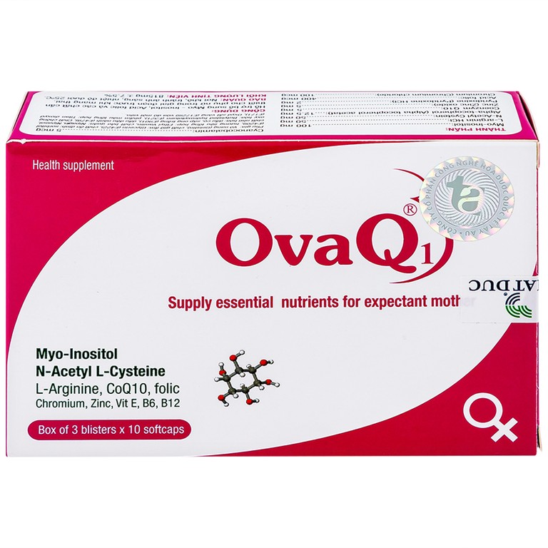 Viên uống OvaQ1 hỗ trợ bổ sung Myo Inositol, Acid folic và các chất cần thiết cho phụ nữ trước khi mang thai (3 vỉ x 10 viên)