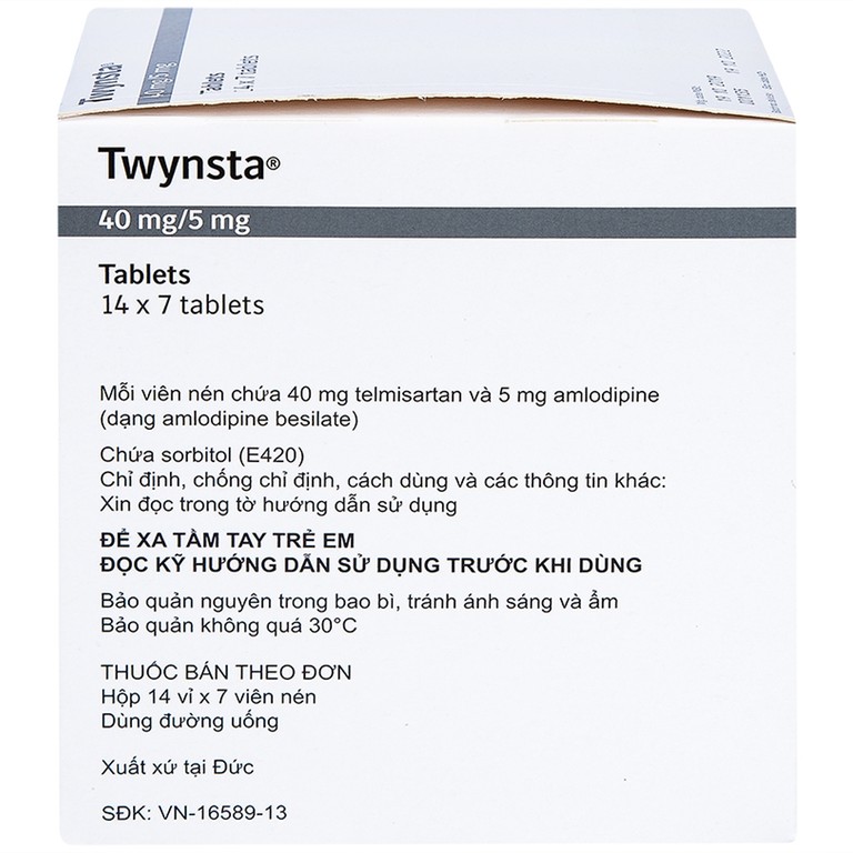 Thuốc Twynsta 40mg/5mg Boehringer điều trị tăng huyết áp vô căn (14 vỉ x 7 viên)