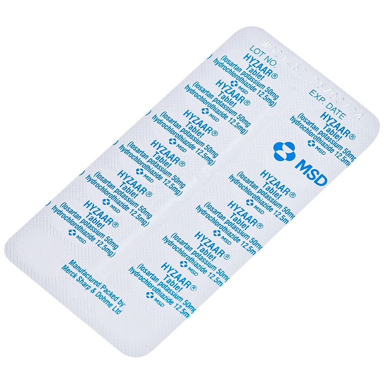 Thuốc Hyzaar 50mg/12.5mg MSD điều trị tăng huyết áp (2 vỉ x 14 viên)