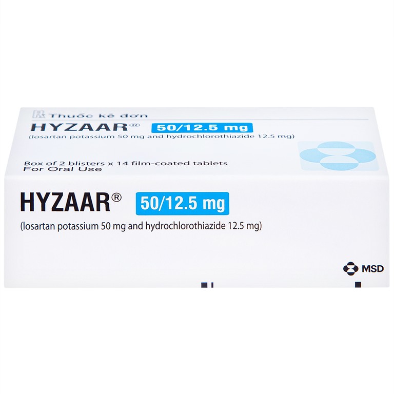 Thuốc Hyzaar 50mg/12.5mg MSD điều trị tăng huyết áp (2 vỉ x 14 viên)