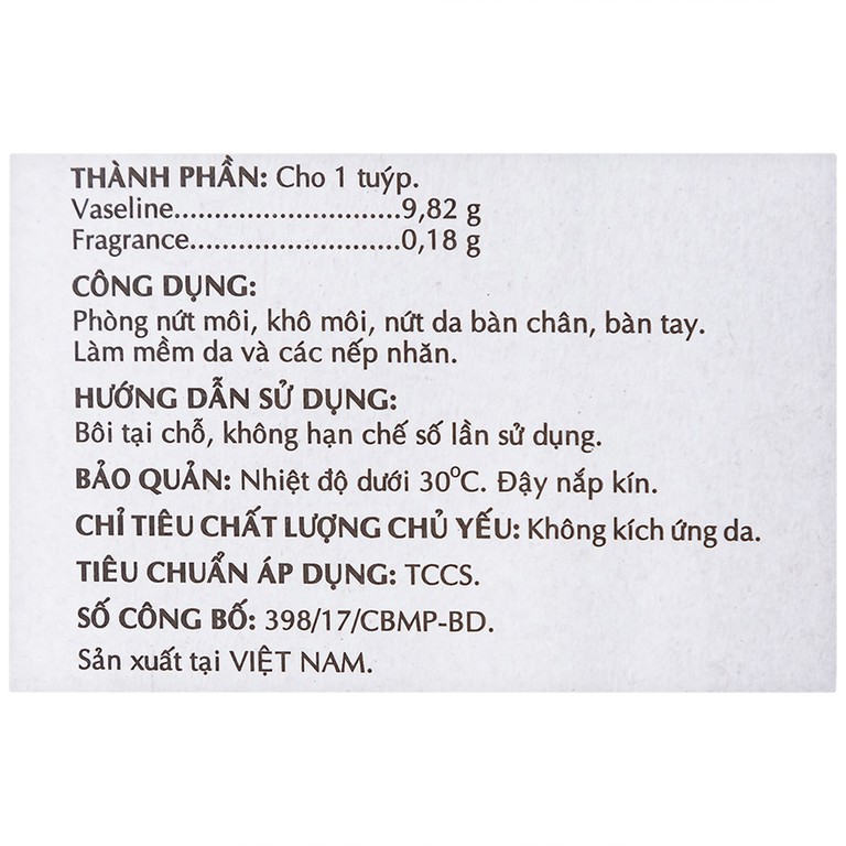 Kem dưỡng ẩm Vaseline Pure OPC hương dâu làm mềm, chống nứt nẻ (10g)