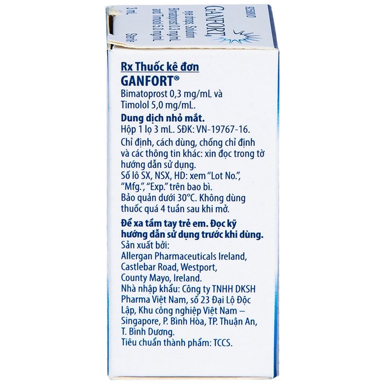 Thuốc nhỏ mắt Ganfort Allergan điều trị Glaucoma góc mở, tăng nhãn áp (3ml)