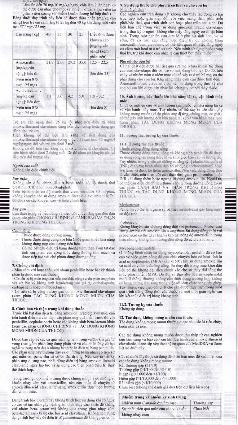 Thuốc Curam 1000mg Sandoz điều trị nhiễm khuẩn (10 vỉ x 8 viên)