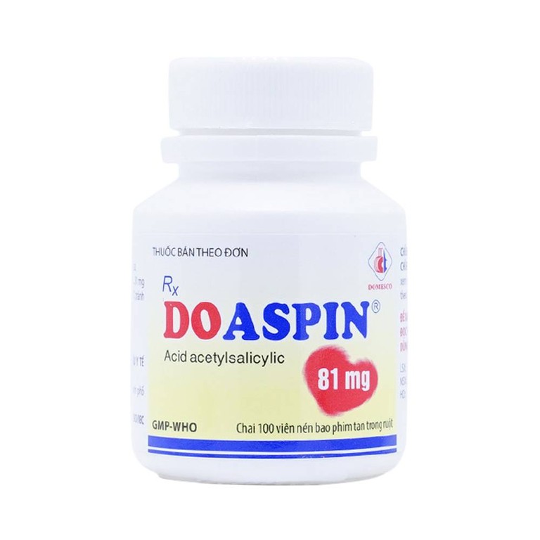 Thuốc Doaspin 81mg Domesco dự phòng huyết khối tim mạch và mạch não (100 viên)