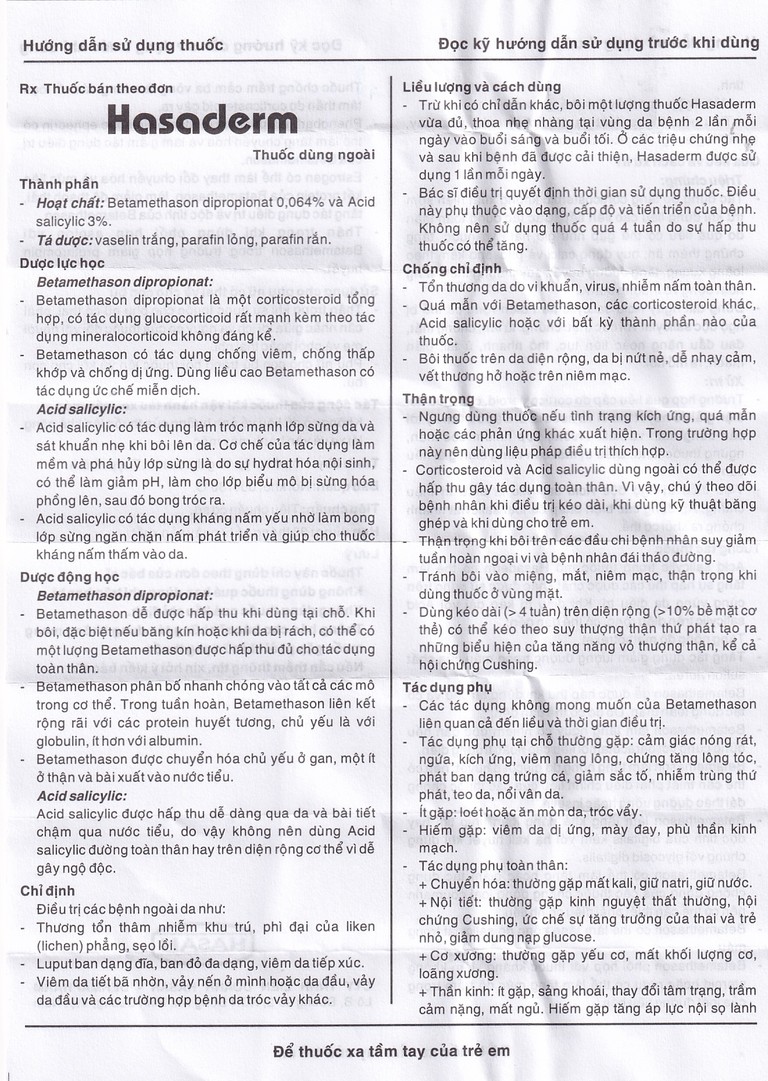 Thuốc mỡ Hasaderm Hasan điều trị liken phẳng, viêm da tiết bã nhờn (10g)