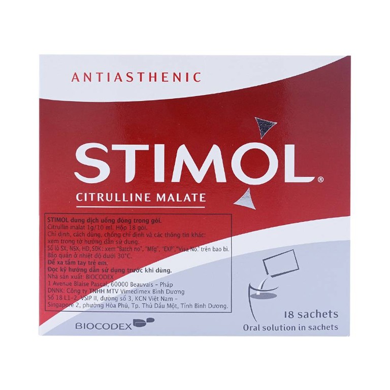 Siro Stimol Biocodex dùng trong các trường hợp mệt mỏi, suy nhược (18 gói x 10ml)