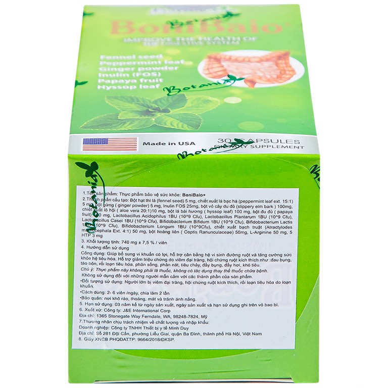 Viên uống BoniBaio Botania giúp cân bằng hệ vi khuẩn có ích đường ruột (30 viên)