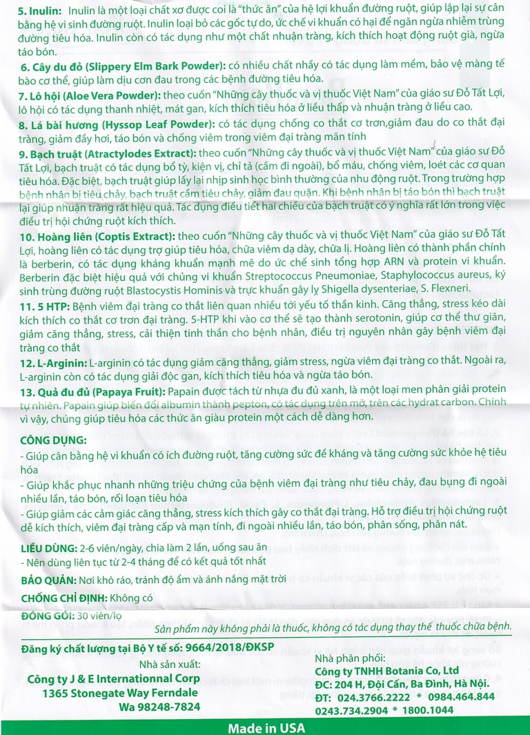 Viên uống BoniBaio Botania giúp cân bằng hệ vi khuẩn có ích đường ruột (30 viên)