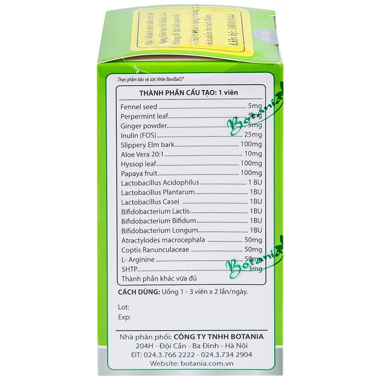 Viên uống BoniBaio Botania giúp cân bằng hệ vi khuẩn có ích đường ruột (30 viên)