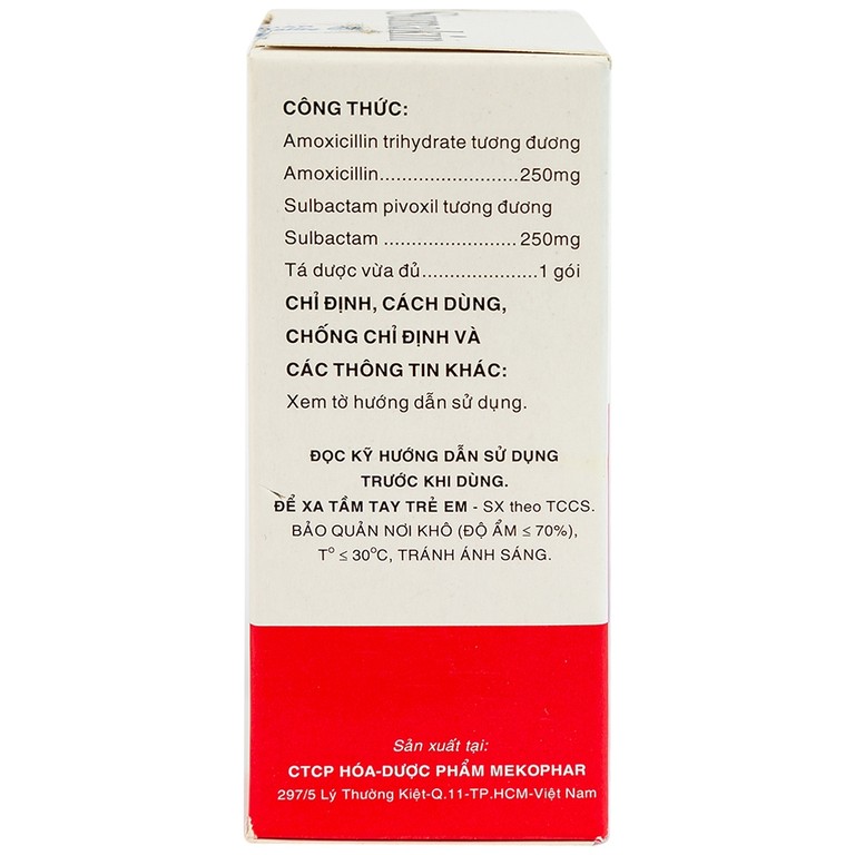 Bột uống Sumakin Mekophar điều trị nhiễm khuẩn miệng và đường hô hấp (12 gói x 1.5g)