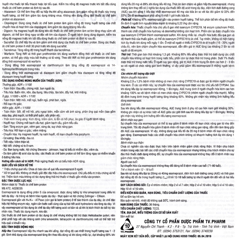 Thuốc Prazopro 20 TV.Pharm điều trị loét dạ dày, tá tràng lành tính (2 vỉ x 7 viên)