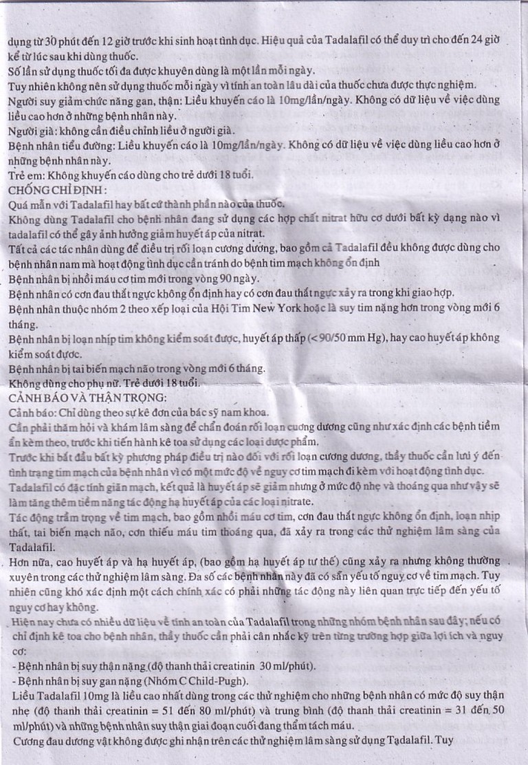 Thuốc Tadachem-20 Aurochem điều trị rối loạn cương dương (2 vỉ x 2 viên)