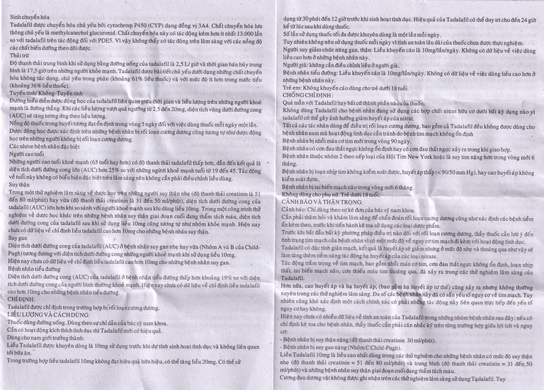 Thuốc Tadachem-20 Aurochem điều trị rối loạn cương dương (2 vỉ x 2 viên)