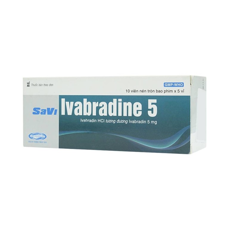 Thuốc Savi Ivabradine 5 điều trị đau thắt ngực mạn tính (5 vỉ x 10 viên)