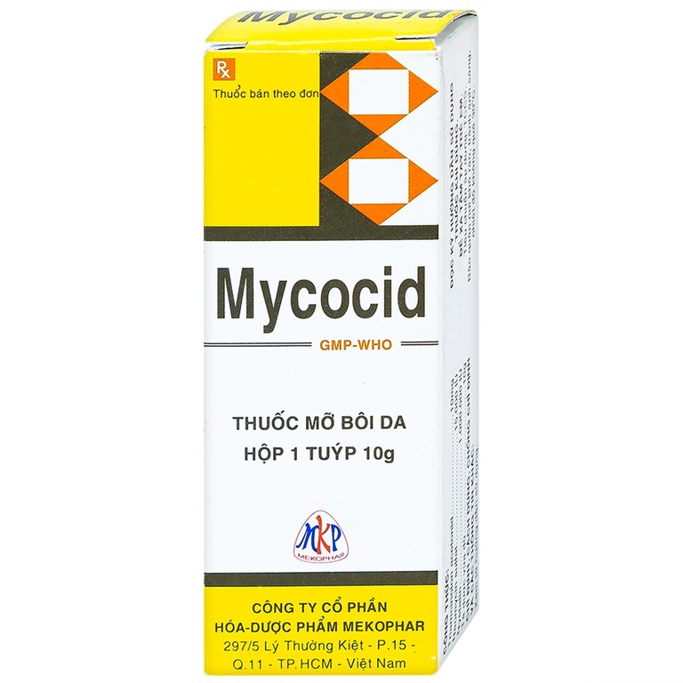 Thuốc mỡ bôi da Mycocid Mekophar điều trị viêm da nhạy cảm, nấm da, eczema trẻ em (10g)