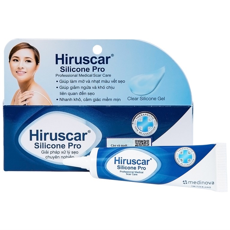 Gel bôi Hiruscar Silicone Pro mờ sẹo mổ, to lồi phì đại (10g)