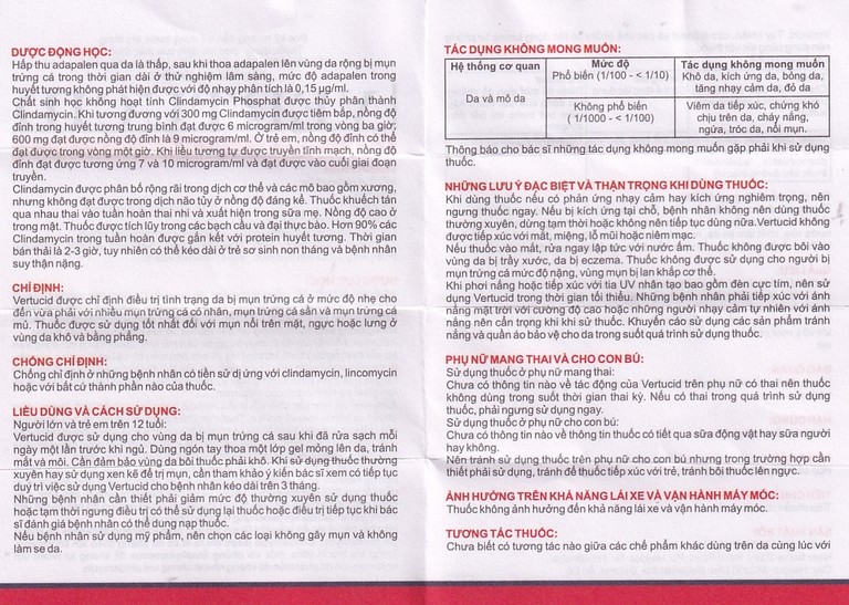 Gel Vertucid Yash Medicare điều trị mụn trứng cá nhẹ đến vừa (15g)