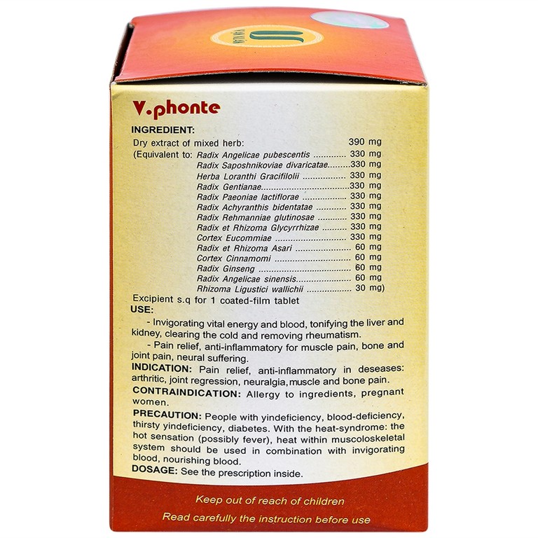 Thuốc V.phonte Vạn Xuân chữa trị phong thấp (10 vỉ x 10 viên)
