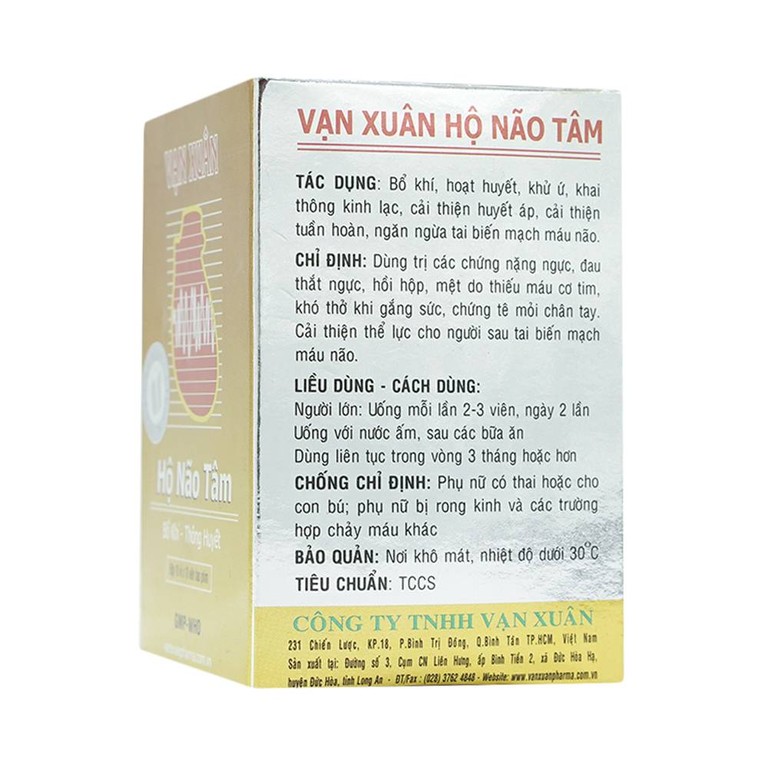Thuốc Hộ Não Tâm Vạn Xuân giúp bổ khí, hoạt huyết (10 vỉ x 10 viên)