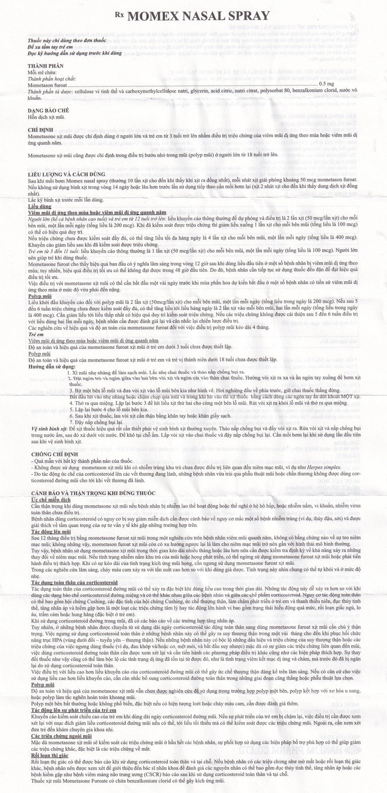 Hỗn dịch xịt mũi Momex Nasal Spray Hanlim điều trị viêm mũi theo mùa (18ml)