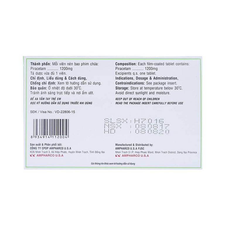 Viên nén Maxx Viton 1200 Ampharco U.S.A điều trị triệu chứng chóng mặt, suy giảm trí nhớ (10 vỉ x 10 viên)