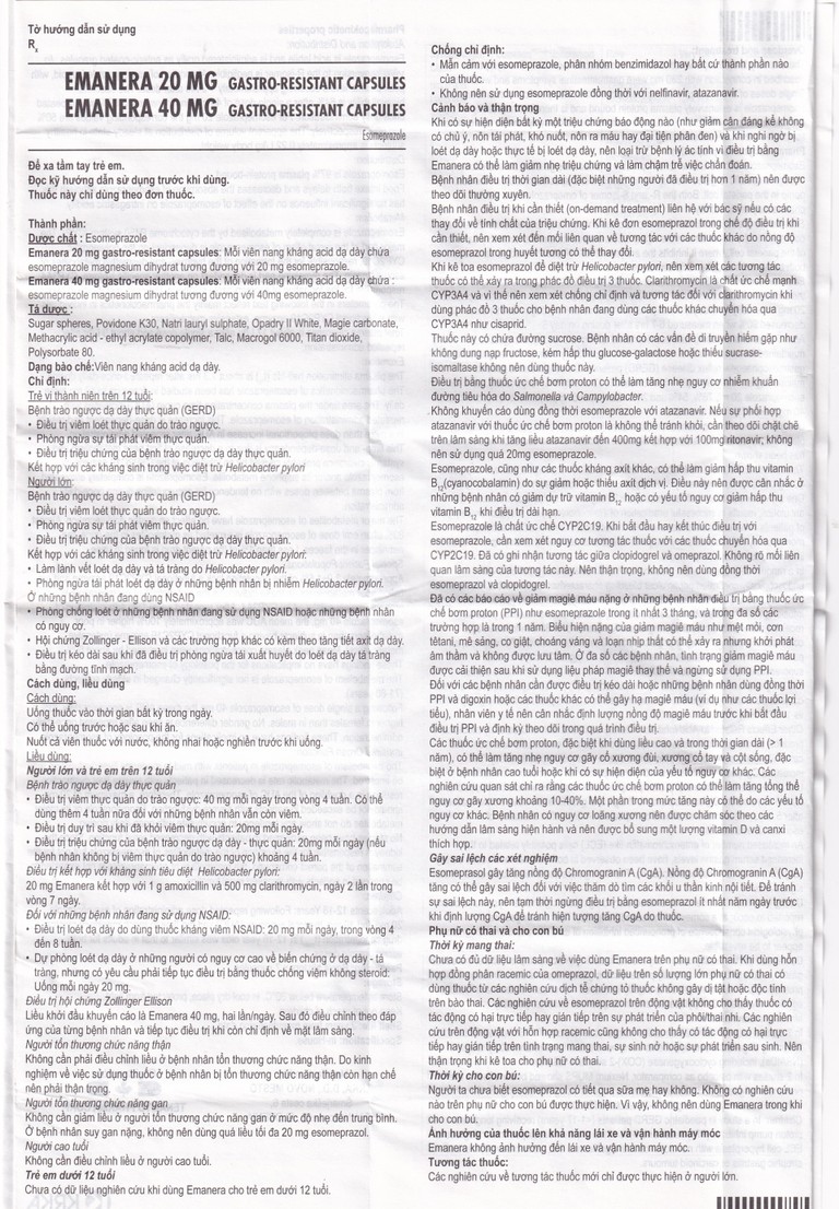 Thuốc Emanera 20mg KRKA điều trị trào ngược dạ dày thực quản (4 vỉ x 7 viên)