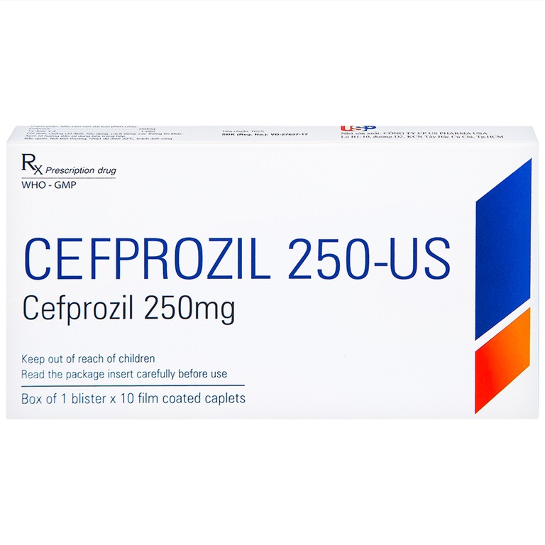 Thuốc Cefprozil 250-US điều trị nhiễm khuẩn (1 vỉ x 10 viên)