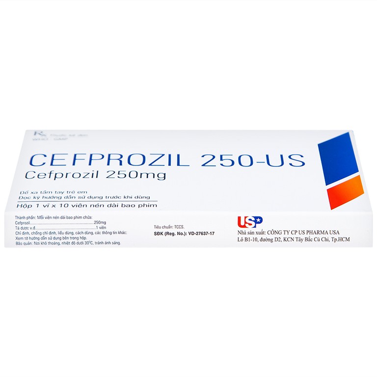 Thuốc Cefprozil 250-US điều trị nhiễm khuẩn (1 vỉ x 10 viên)