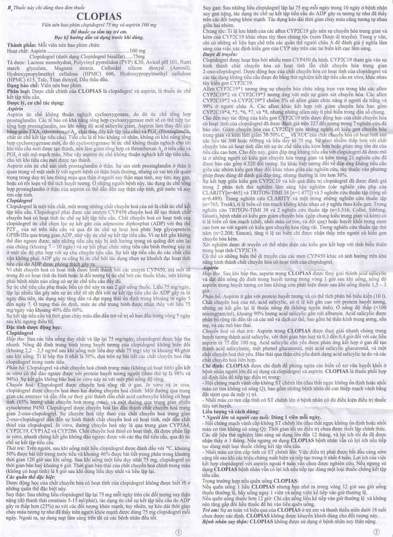 Thuốc Clopias USP phòng ngừa các biến cố xơ vữa huyết khối (3 vỉ x 10 viên)