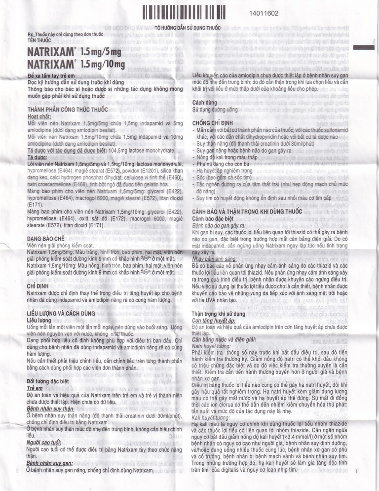 Thuốc Natrixam 1.5mg/5mg LES điều trị tăng huyết áp (30 viên)