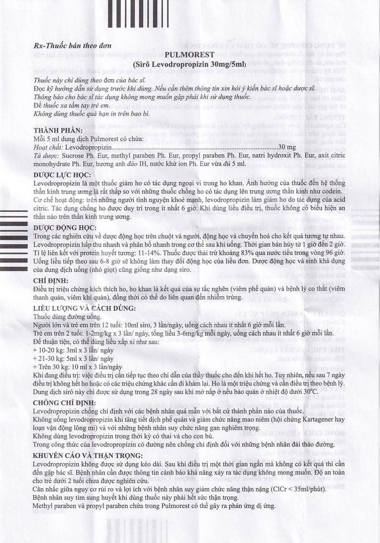 Siro Pulmorest Santa điều trị triệu chứng kích thích ho, ho khan (50ml)