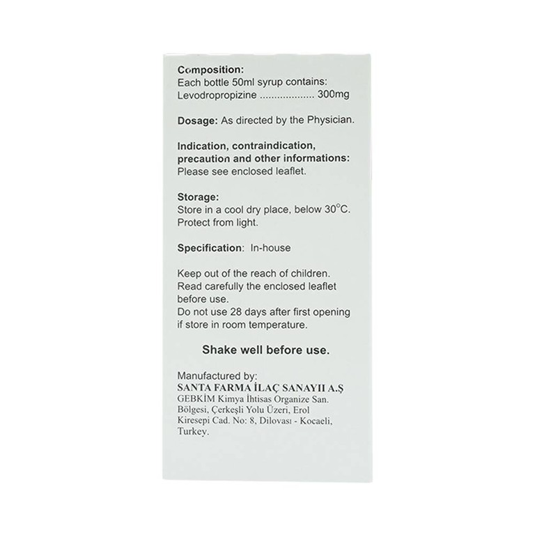 Siro Pulmorest Santa điều trị triệu chứng kích thích ho, ho khan (50ml)