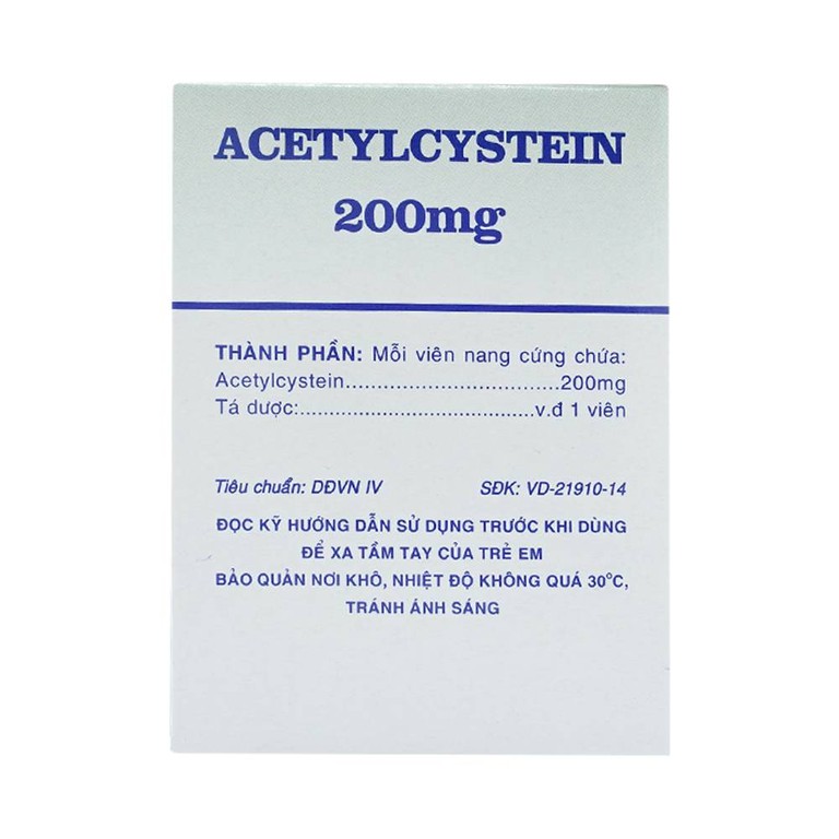 Thuốc Acetylcystein 200mg Vidipha tiêu nhầy trong bệnh viêm phế quản, bệnh nhầy nhớt (20 vỉ x 10 viên)