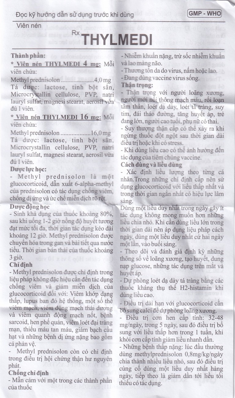 Thuốc Thylmedi 16mg Mediplantex kháng viêm, chống dị ứng (3 vỉ x 10 viên)