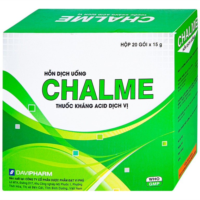 Hỗn dịch uống Chalme Davipharm điều trị viêm loét dạ dày (20 gói x 15g)