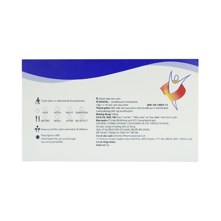Thuốc Floxaval 500mg Delorbis điều trị nhiễm khuẩn (10 viên)
