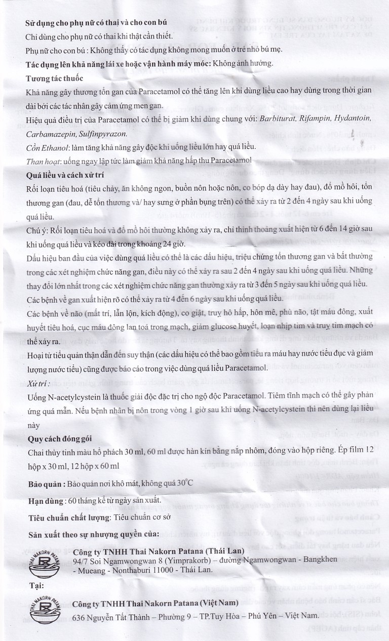 Hỗn dịch SaRa For Children 250mg Thai Nakorn Patana hương cam, hạ sốt và giảm đau (60ml)