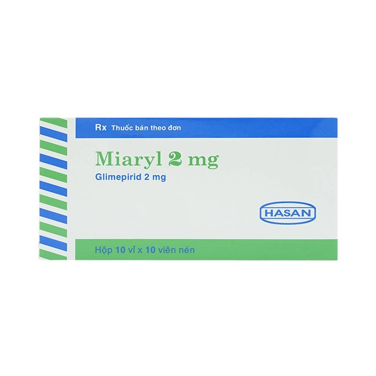 Viên nén Miaryl 2mg Hasan điều trị đái tháo đường típ 2 (10 vỉ x 10 viên)