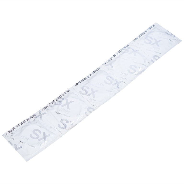 Bao cao su Sagami Type E màu xanh có gân gai phòng tránh thai và bệnh lây qua đường tình dục (5 cái)