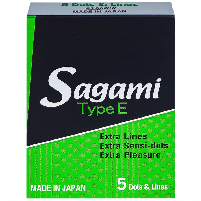 Bao cao su Sagami Type E màu xanh có gân gai phòng tránh thai và bệnh lây qua đường tình dục (5 cái)