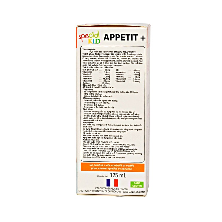 Siro Special Kid Appeti+ bổ sung các vitamin và khoáng chất, hỗ trợ tiêu hóa tốt (125ml)
