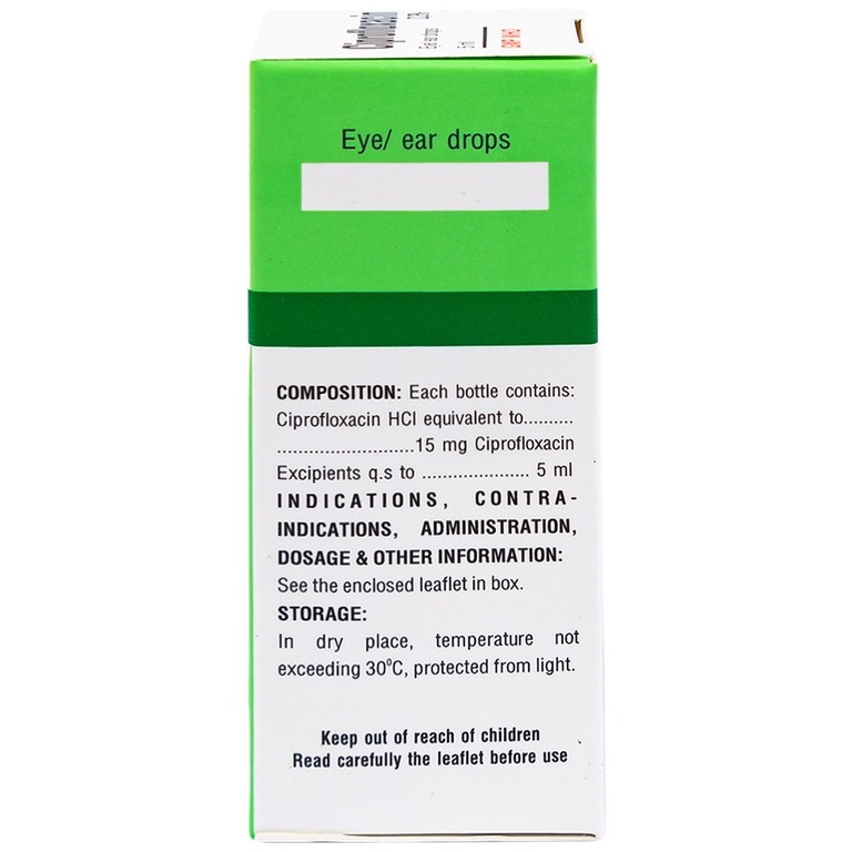Thuốc nhỏ mắt, nhỏ tai Ciprofloxacin 0.3% Bidiphar điều trị các nhiễm khuẩn (5ml)