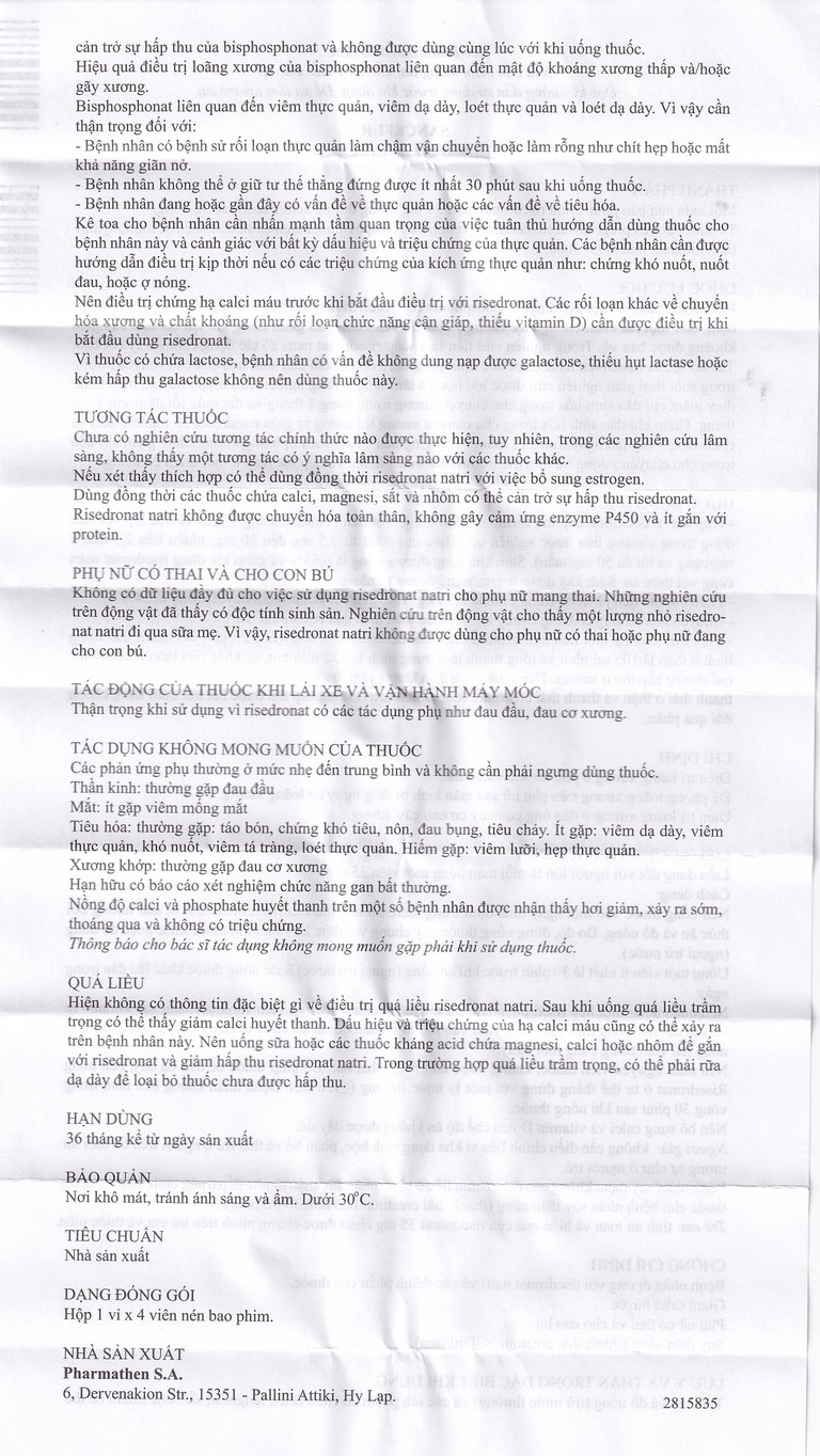 Thuốc Sancefur 35mg Pharmathen điều trị và phòng ngừa loãng xương (1 vỉ x 4 viên)