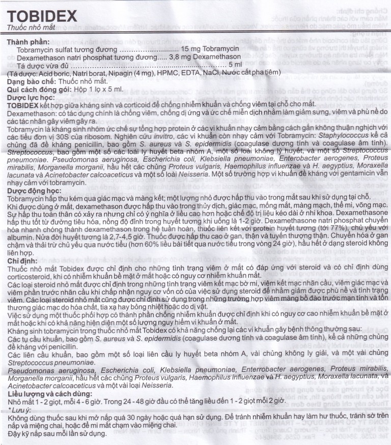 Thuốc nhỏ mắt Tobidex Bidiphar điều trị viêm mắt (5ml)