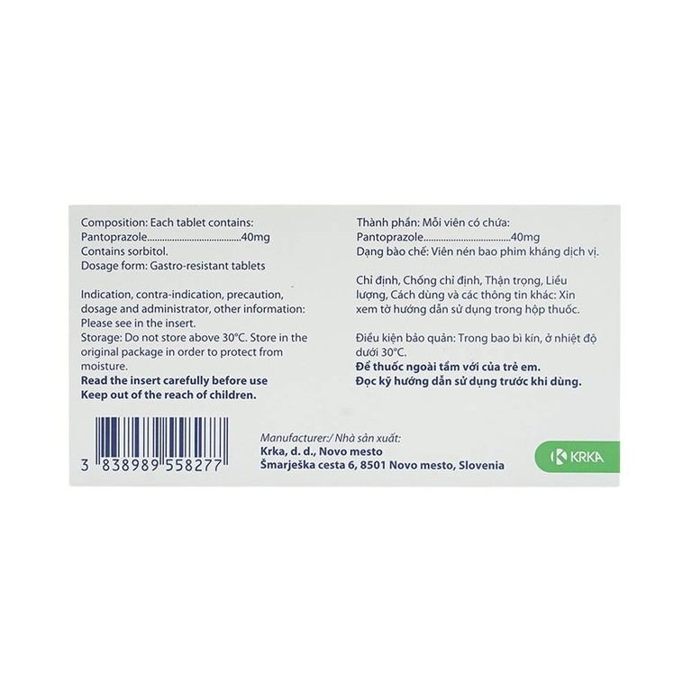 Viên nén Nolpaza 40mg KRKA điều trị bệnh trào ngược dạ dày – thực quản, loét đường tiêu hoá (1 vỉ x 14 viên)