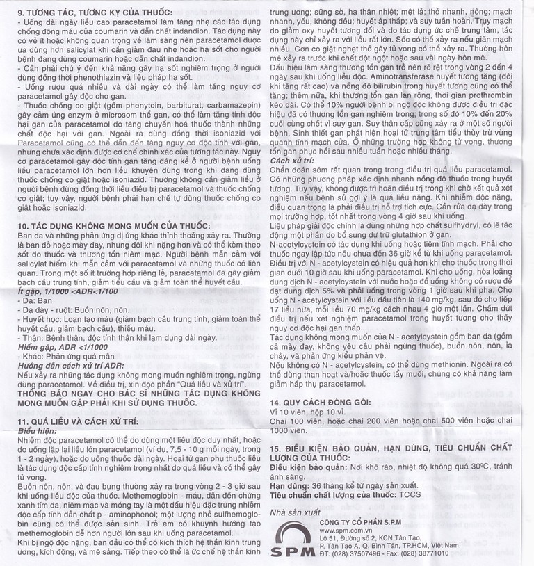 Thuốc My Para 650mg S.P.M hỗ trợ giảm đau hạ sốt (10 vỉ x 10 viên)